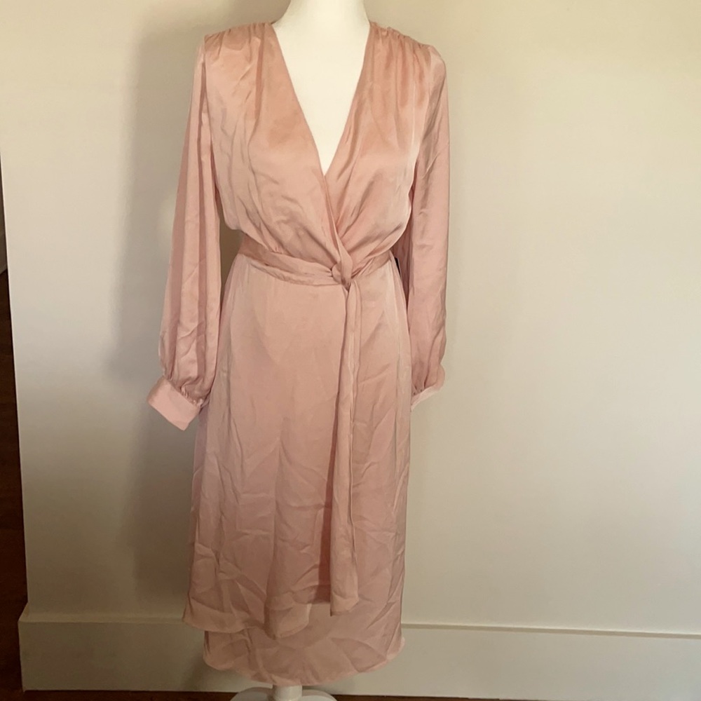 Express powder pink satin dress size M